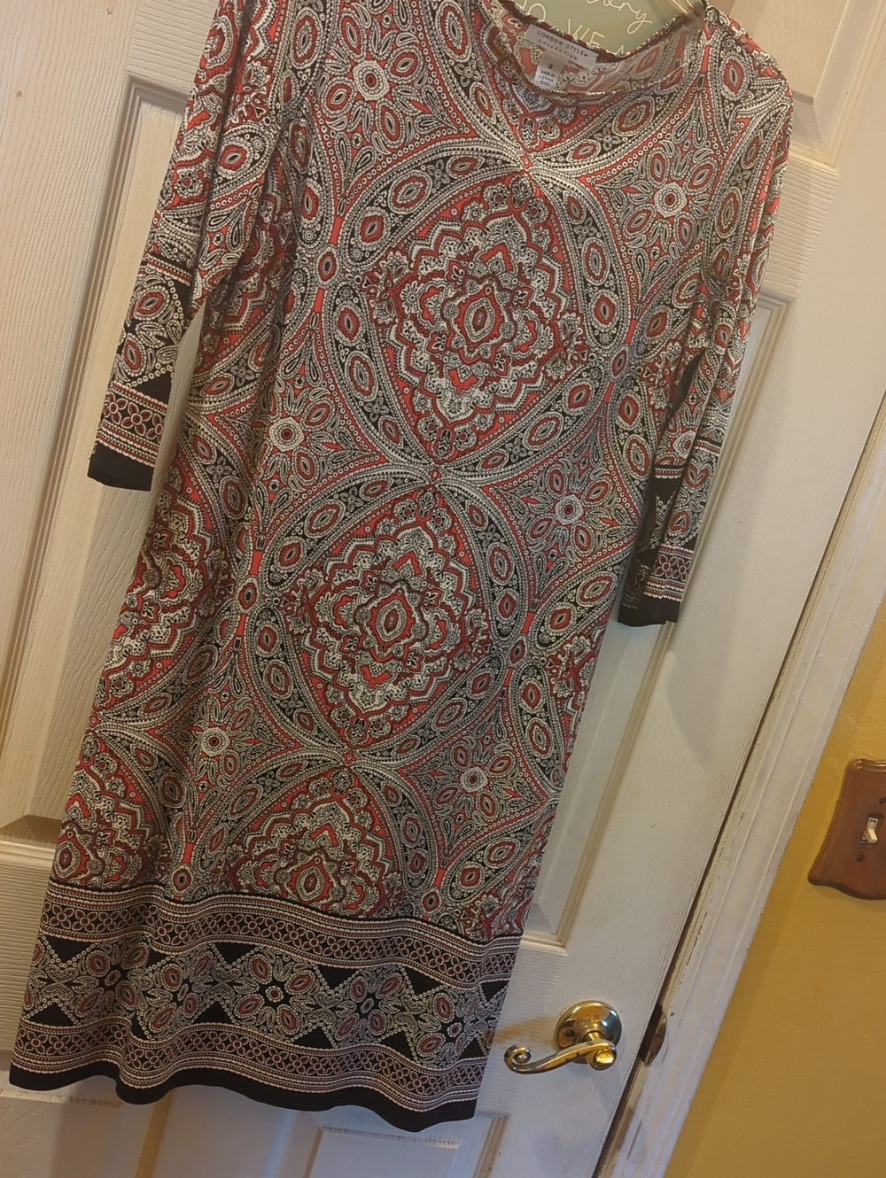 London Style Collections Red and Cream Paisley Midi Dress,  8